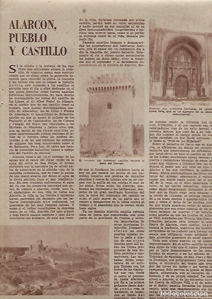Colecionismo: A&Ntilde;O 1962 RECORTE PRENSA ALARCON PUEBLO Y CASTILLO