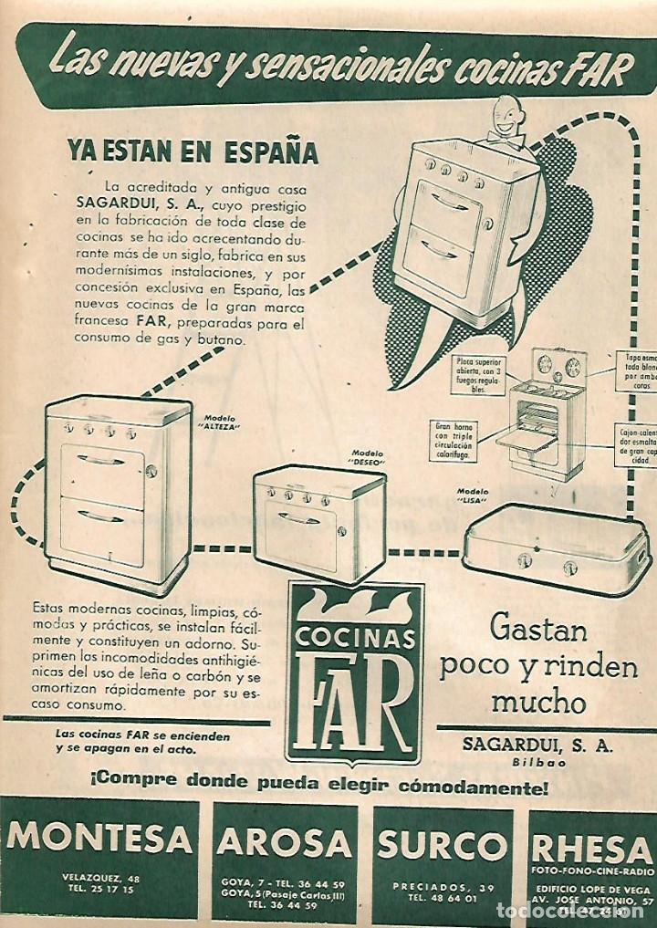 Colecionismo: A&Ntilde;O 1957 RECORTE PRENSA PUBLICIDAD COCINAS FAR