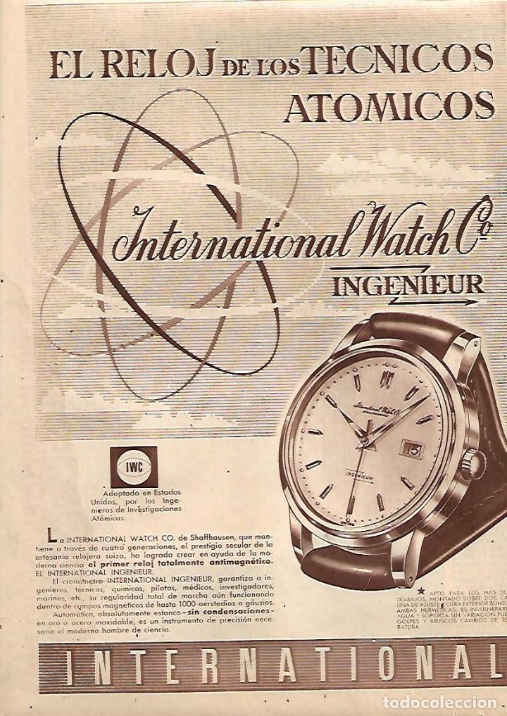 Colecionismo: A&Ntilde;O 1957 RECORTE PRENSA PUBLICIDAD RELOJ INTERNATIONAL WATCH INGENIEUR