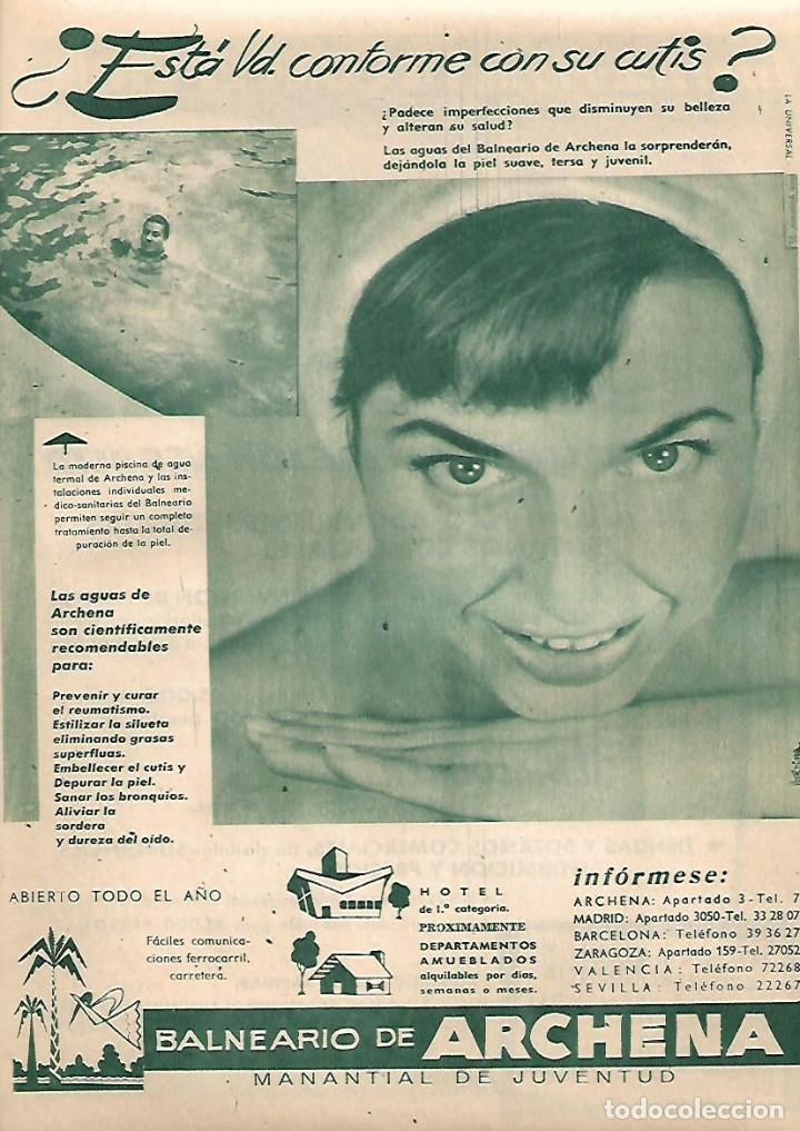 Coleccionismo: A&Ntilde;O 1957 RECORTE PRENSA PUBLICIDAD BALNEARIO DE ARCHENA