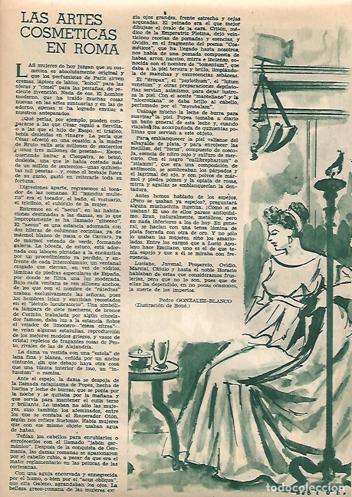 Collectionnisme: A&Ntilde;O 1957 RECORTE PRENSA LAS ARTES COSMETICAS EN ROMA BELLEZA ILUSTRACION DIBUJO BOUE