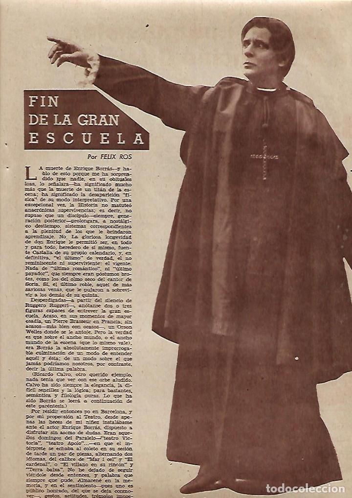 Collectionnisme: A&Ntilde;O 1957 RECORTE PRENSA TEATRO MUERTE ENRIQUE BORRAS ACTOR FIN DE LA GRAN ESCUELA