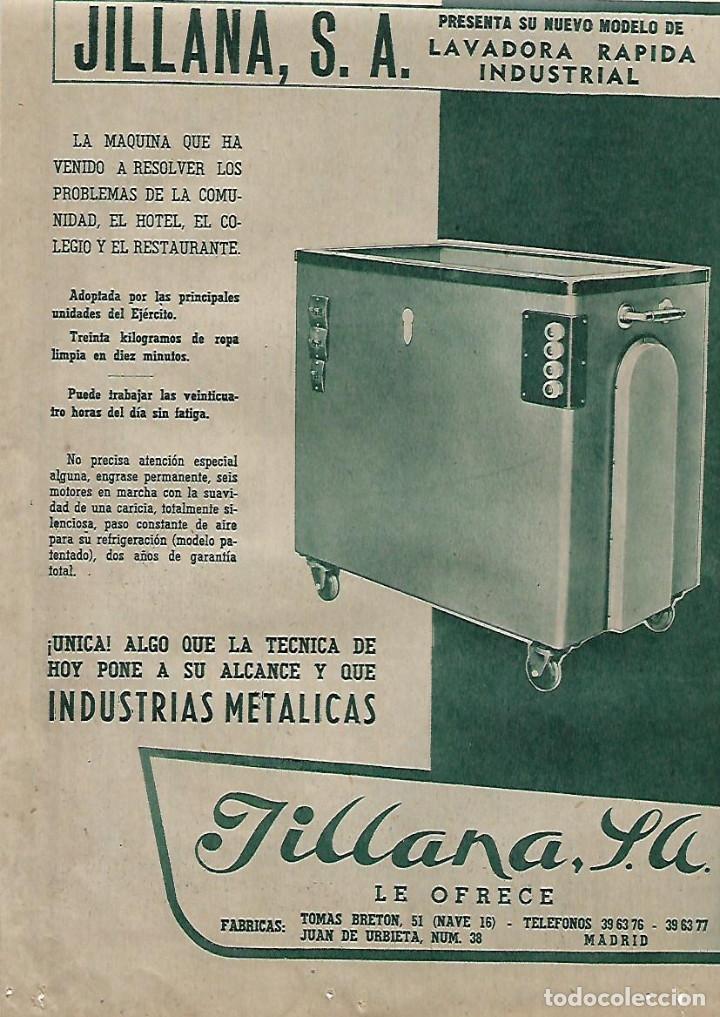 Collectionnisme: A&Ntilde;O 1957 RECORTE PRENSA PUBLICIDAD JILLANA LAVADORA RAPIDA INDUSTRIAL