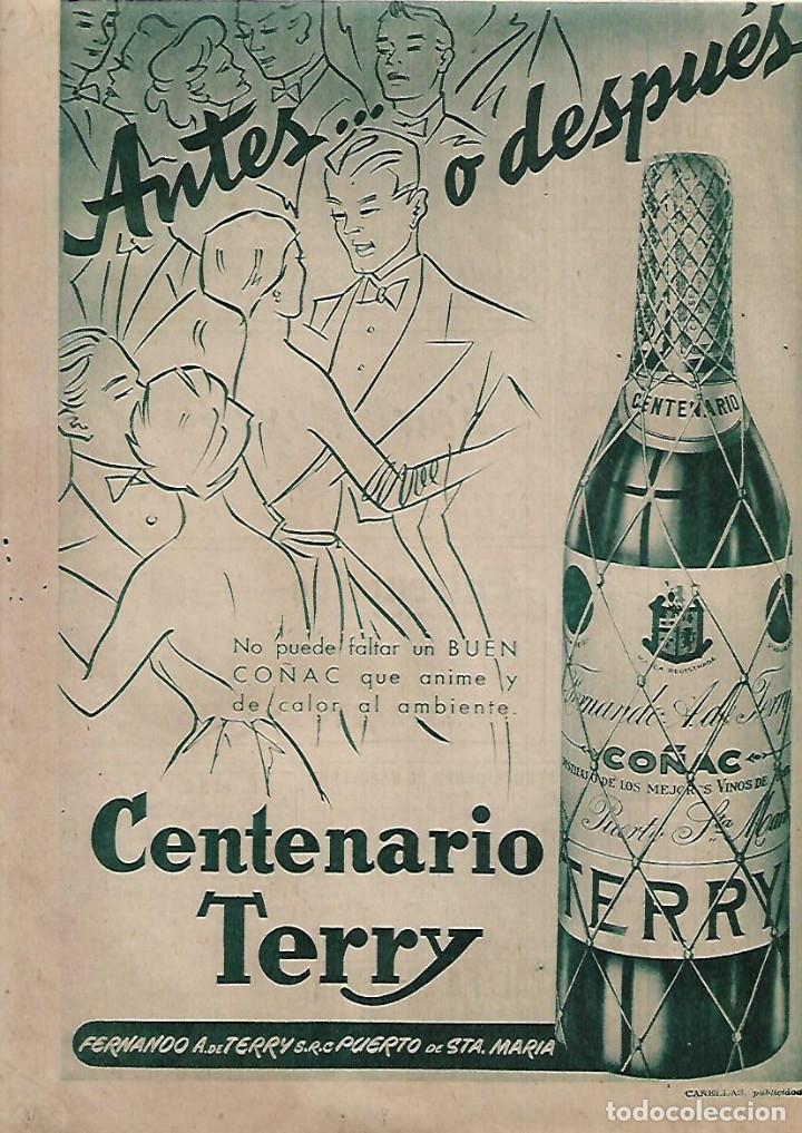 Colecionismo: A&Ntilde;O 1957 RECORTE PRENSA PUBLICIDAD BEBIDAS CO&Ntilde;AC CENTENARIO TERRY