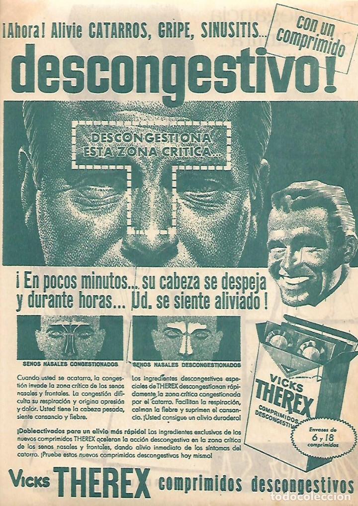 Coleccionismo: A&Ntilde;O 1962 RECORTE PRENSA PUBLICIDAD DESCONGESTIVO VICKS THEREX CREACIONES MOLINER ROPA MODA