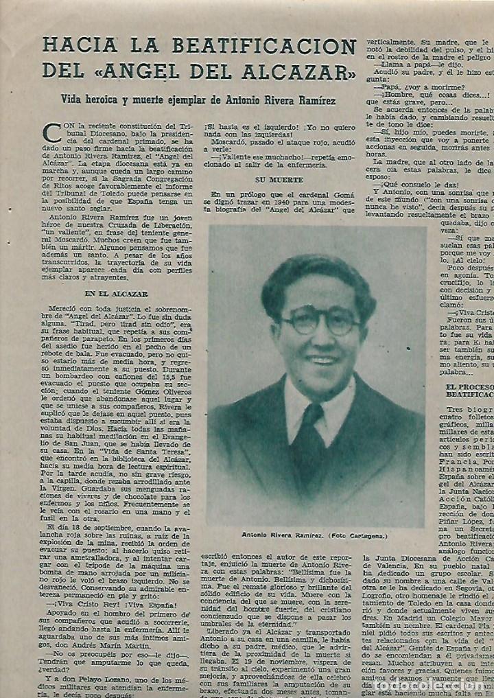 Colecionismo: A&Ntilde;O 1962 RECORTE PRENSA BEATIFICACION ANGEL DEL ALCAZAR ANTONIO RIVERA RAMIREZ VIDA HEROICA MUERTE