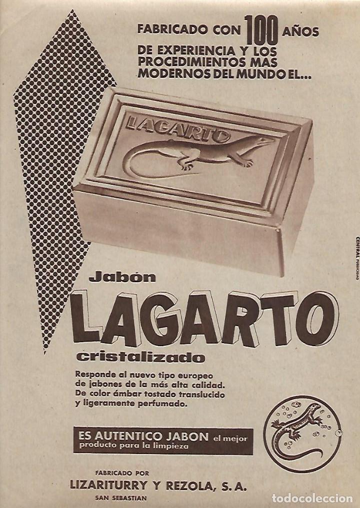 Collezionismo: A&Ntilde;O 1962 RECORTE PRENSA PUBLICIDAD PASTILLA DE JABON LAGARTO LIZARITURRY Y REZOLA