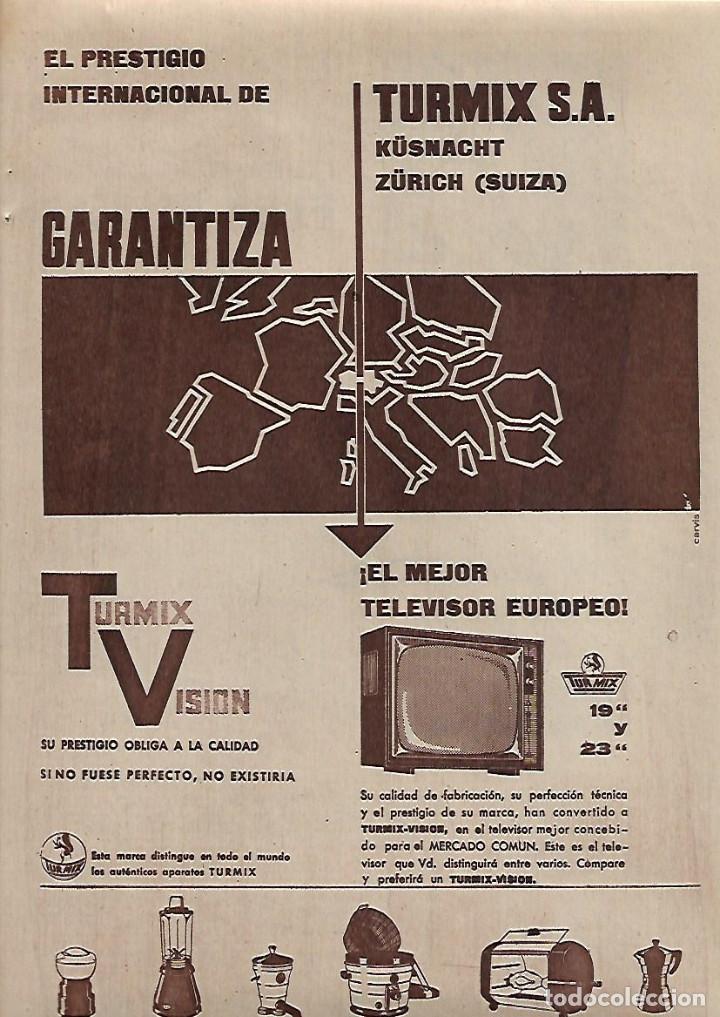 Colecionismo: A&Ntilde;O 1962 RECORTE PRENSA PUBLICIDAD TURMIX VISION TELEVISOR TELEVISION ELECTRODOMESTICOS