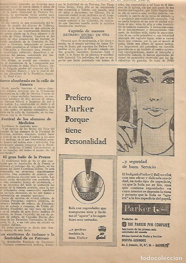 Colecionismo: A&Ntilde;O 1962 RECORTE PRENSA PUBLICIDAD PARKER T BOLIGRAFO