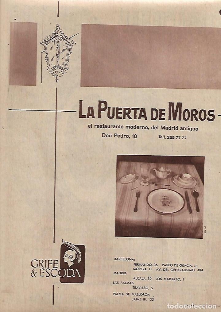 Coleccionismo: A&Ntilde;O 1962 RECORTE PRENSA PUBLICIDAD RESTAURANTE LA PUERTA DE MOROS NEUMATICO GENERAL JET AIR