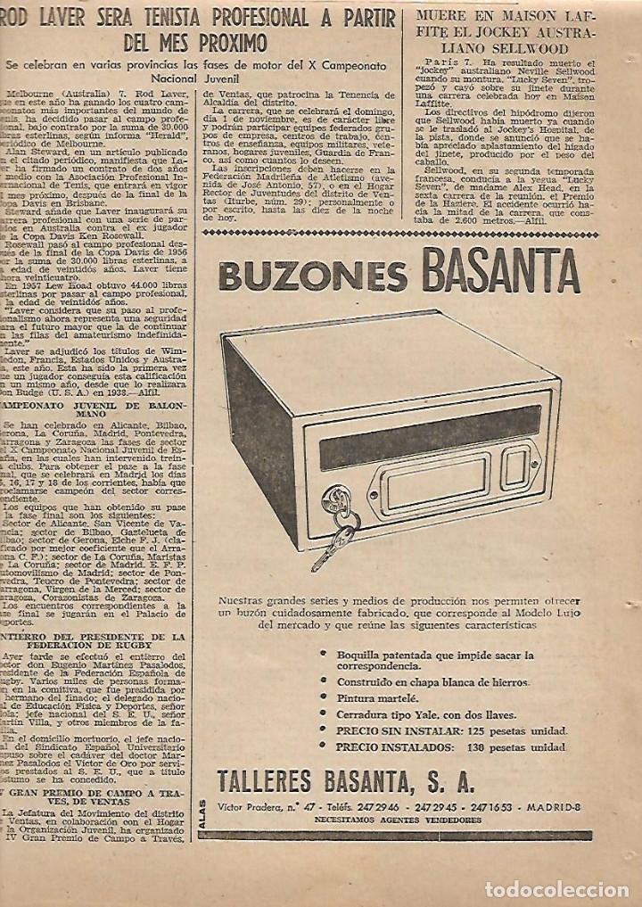 Colecionismo: A&Ntilde;O 1962 RECORTE PRENSA PUBLICIDAD BUZON BUZONES BASANTA