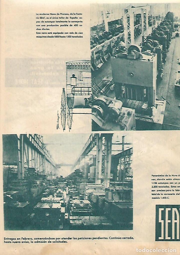 Colecionismo: A&Ntilde;O 1960 RECORTE PRENSA PUBLICIDAD FABRICA SEAT FABRICACION COCHE 1400