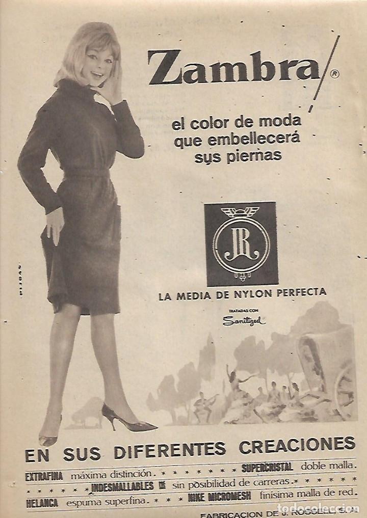 Colecionismo: A&Ntilde;O 1963 RECORTE PRENSA PUBLICIDAD MEDIAS ZAMBRA FABRICACION J ROSSELL