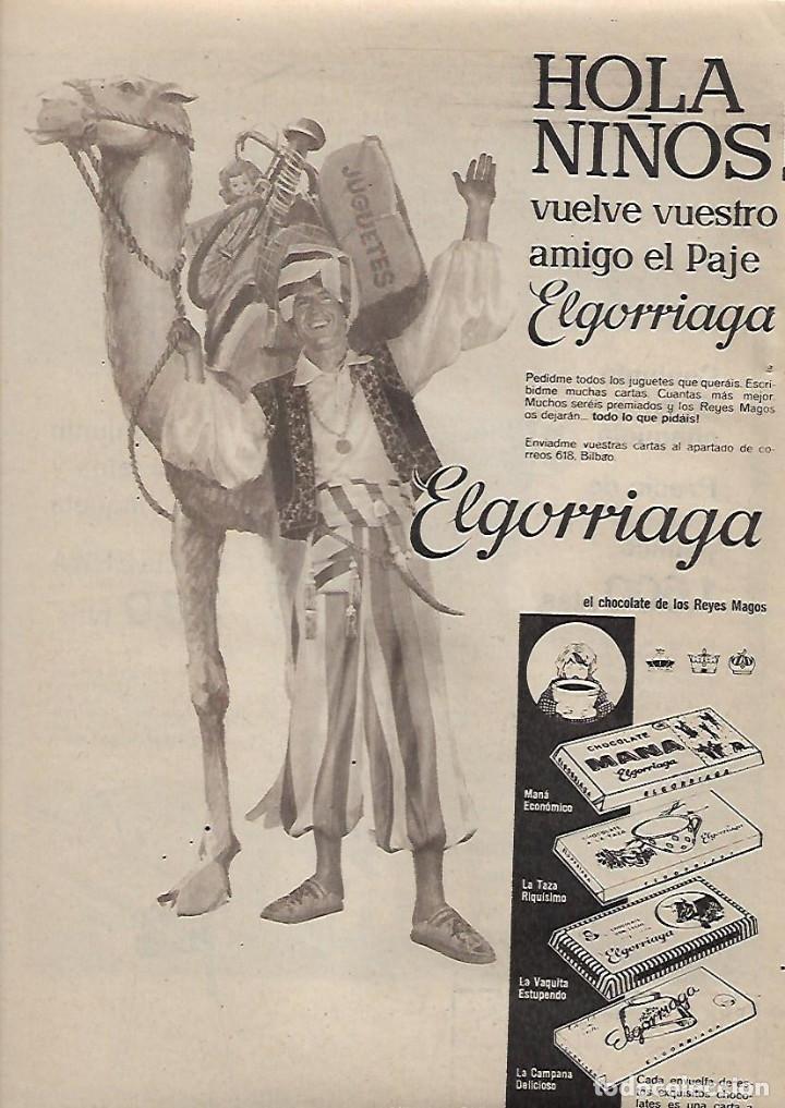 Collecting paper: A&Ntilde;O 1963 RECORTE PRENSA PUBLICIDAD CHOCOLATE ELGORRIAGA CHOCOLATE DE LOS REYES MAGOS