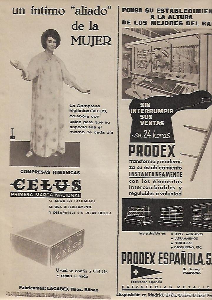 Colecionismo: A&Ntilde;O 1963 RECORTE PRENSA PUBLICIDAD COMPRESAS HIGIENICAS CELUS LACABEX BILBAO