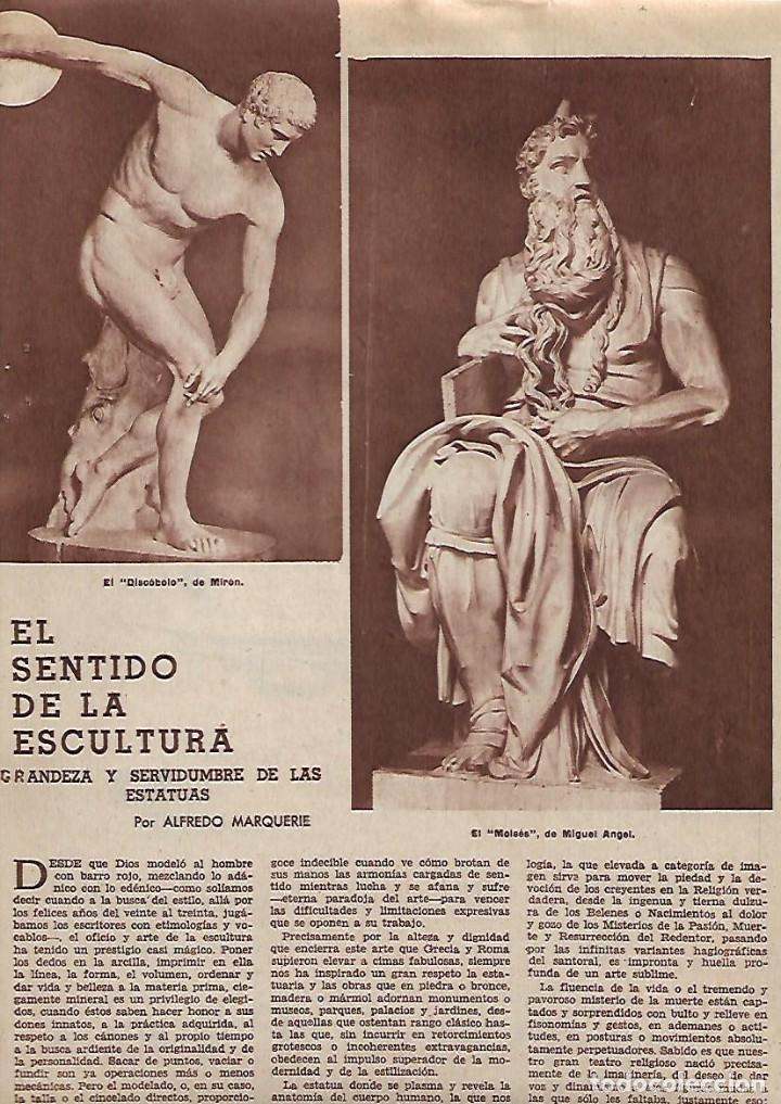 Collectionnisme: A&Ntilde;O 1962 RECORTE PRENSA EL SENTIDO DE LA ESCULTURA ESTATUAS POR ALFREDO MARQUERIE