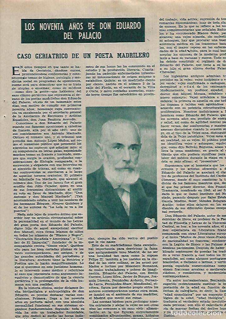 Collectionnisme: A&Ntilde;O 1962 RECORTE PRENSA POESIA 90 A&Ntilde;OS DE EDUARDO DE PALACIO POETA MADRID