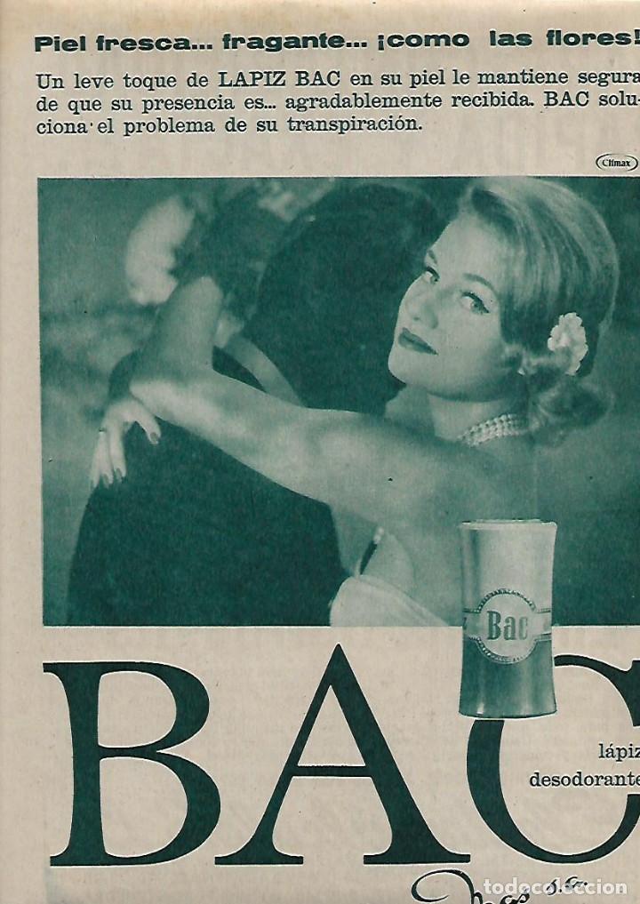 Colecionismo: A&Ntilde;O 1962 RECORTE PRENSA PUBLICIDAD LAPIZ BAC DESODORANTE