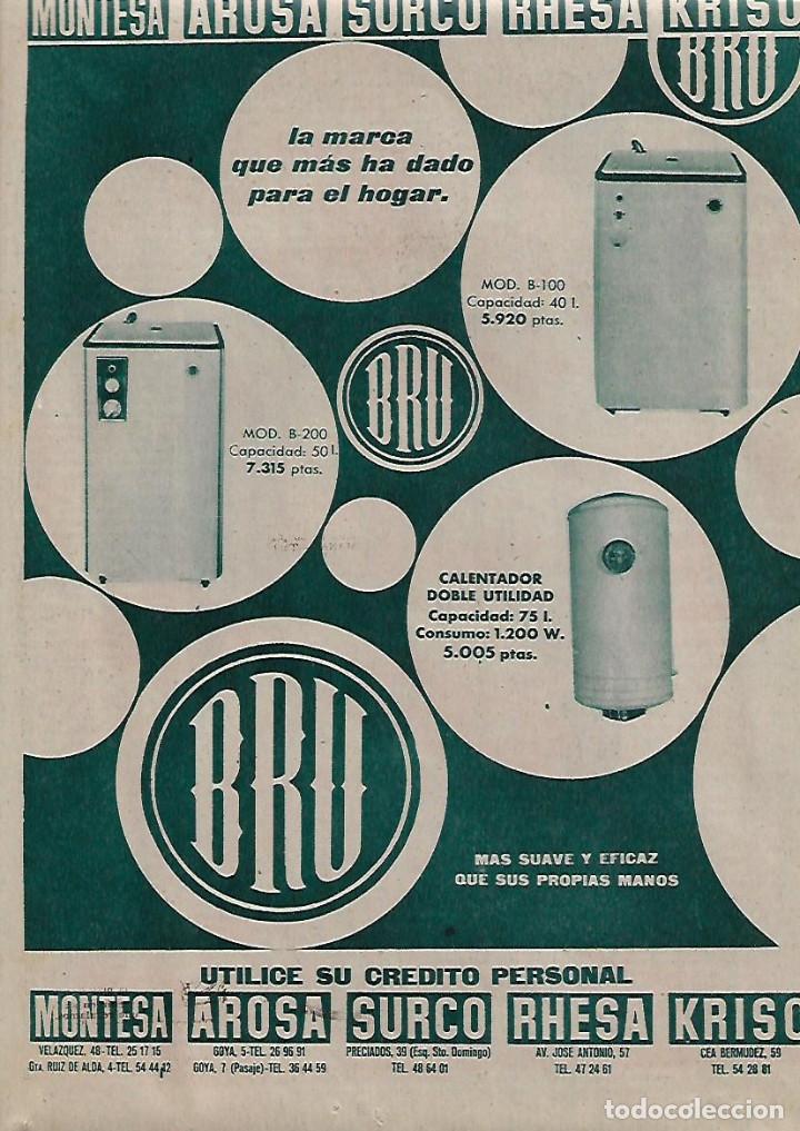 Collectionnisme: A&Ntilde;O 1959 RECORTE PRENSA PUBLICIDAD ELECTRODOMESTICOS BRU CALENTADOR LAVADORA