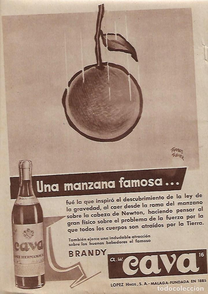 Collecting paper: A&Ntilde;O 1958 RECORTE PRENSA PUBLICIDAD BEBIDAS BRANDY CAVA LOPEZ HERMANOS MALAGA