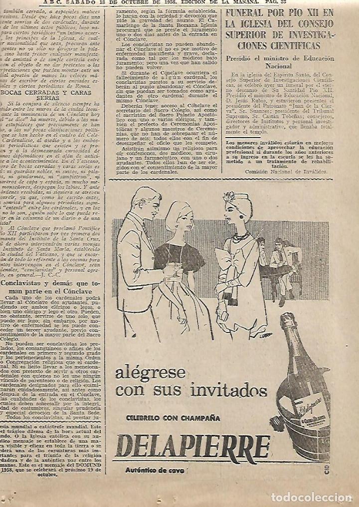 Sammelleidenschaft Papier: A&Ntilde;O 1958 RECORTE PRENSA PUBLICIDAD BEBIDAS DELAPIERRE CHAMPA&Ntilde;A CHAMPAN CAVA
