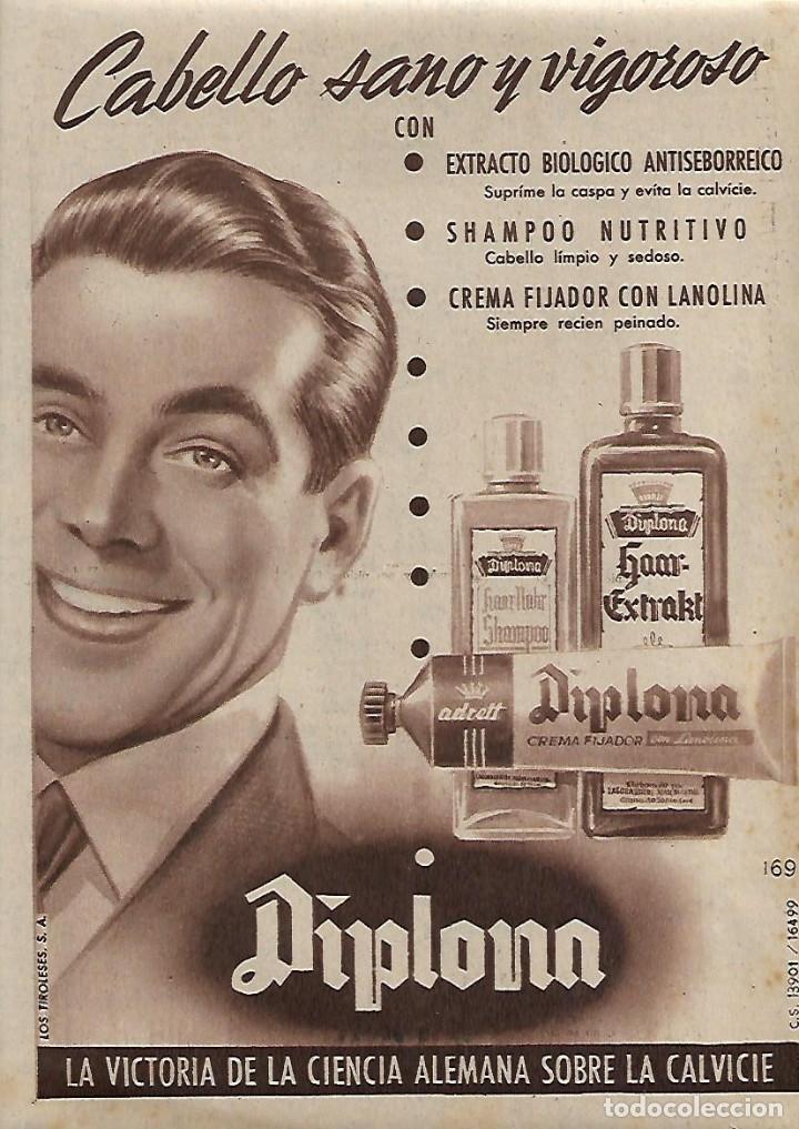 Collecting paper: A&Ntilde;O 1959 RECORTE PRENSA PUBLICIDAD DIPLOMA EXTRACTO BIOLOGICO ANTISEBORREICO CALVICIE