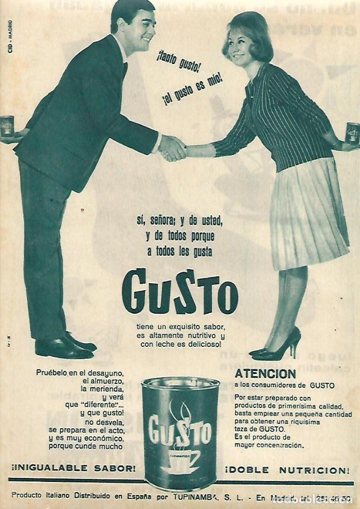 Collectionnisme: A&Ntilde;O 1962 RECORTE PRENSA PUBLICIDAD BEBIDAS ALIMENTACION GUSTO NUTRICION TUPINAMBA