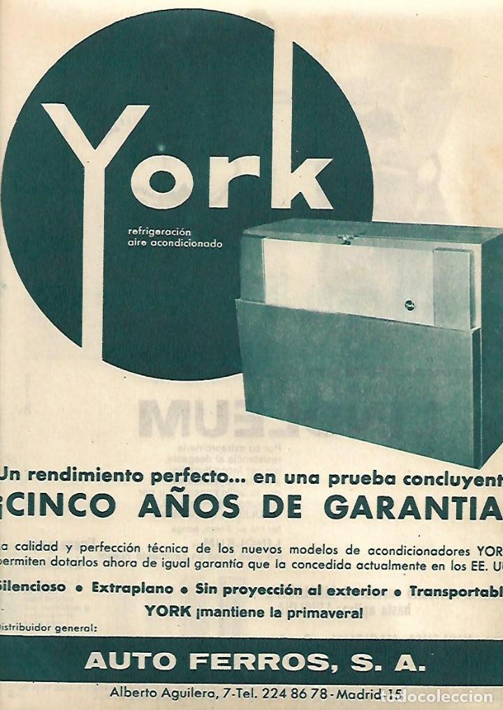 Coleccionismo: A&Ntilde;O 1962 RECORTE PRENSA PUBLICIDAD AIRE ACONDICIONADO YORK AUTO FERROS REFRIGERACION