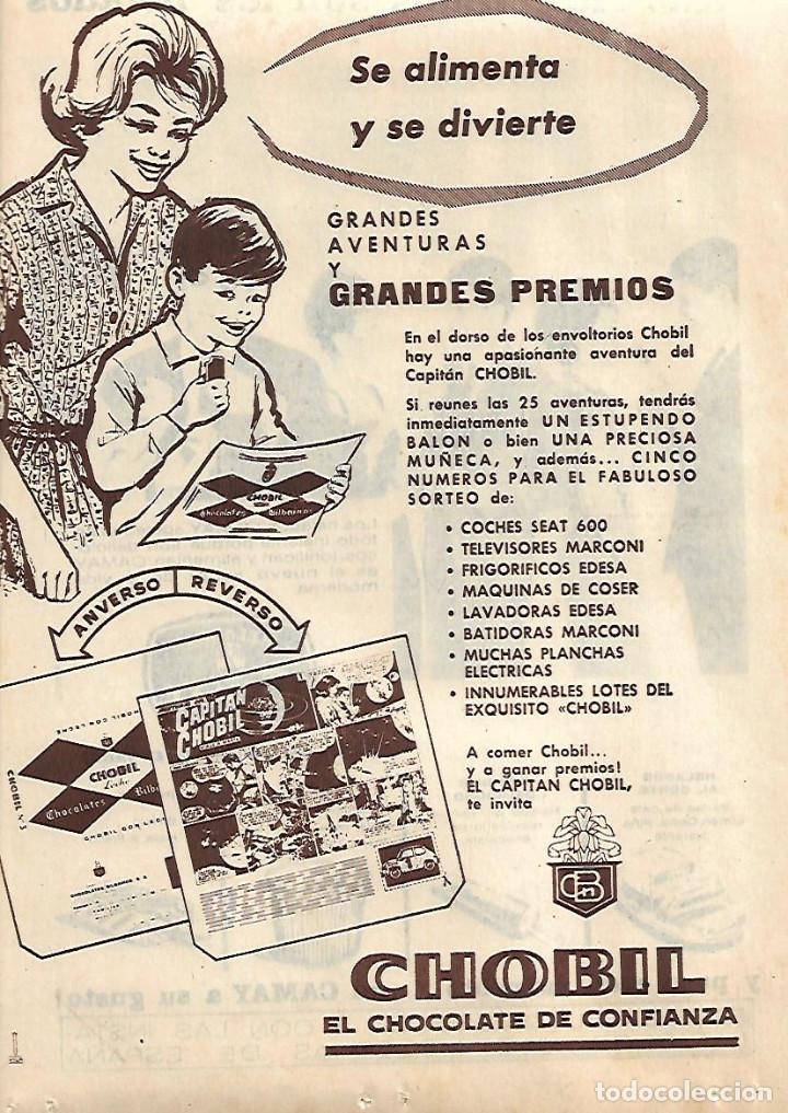 Colecionismo: A&Ntilde;O 1962 RECORTE PRENSA PUBLICIDAD CHOCOLATE CHOBIL HELADOS CAMAY