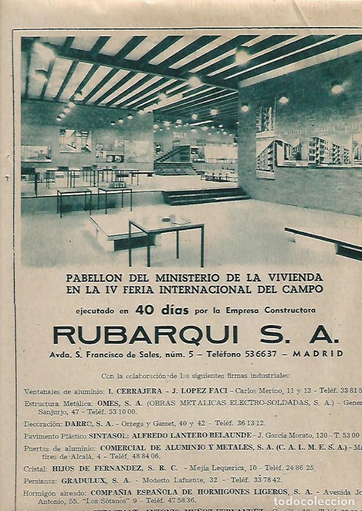 Collectionnisme: A&Ntilde;O 1959 RECORTE PRENSA PUBLICIDAD RUBARQUI EMPRESA CONSTRUCTORA PABELLON FERIA DEL CAMPO