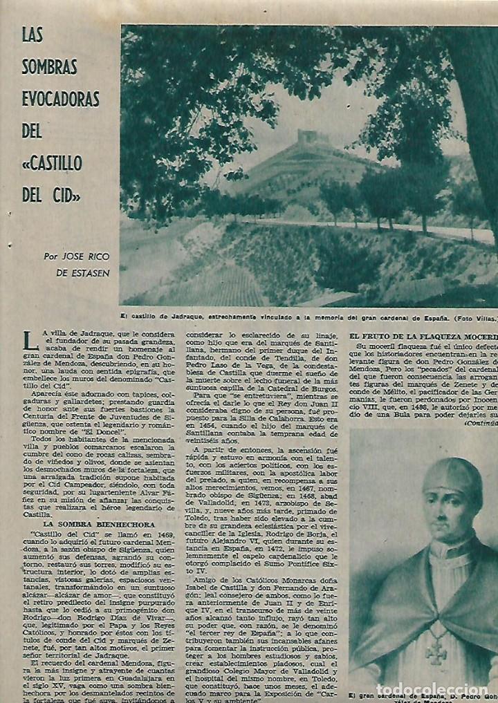 Coleccionismo: A&Ntilde;O 1959 RECORTE PRENSA EL CID CASTILLO DE JADRAQUE  MAUSOLEO VALENCIA RODRIGO DIAZ DE VIVAR