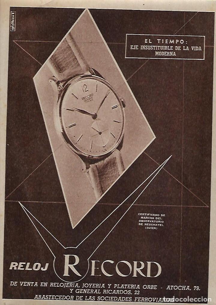 Collectionnisme: A&Ntilde;O 1959 RECORTE PRENSA PUBLICIDAD RELOJ RECORD