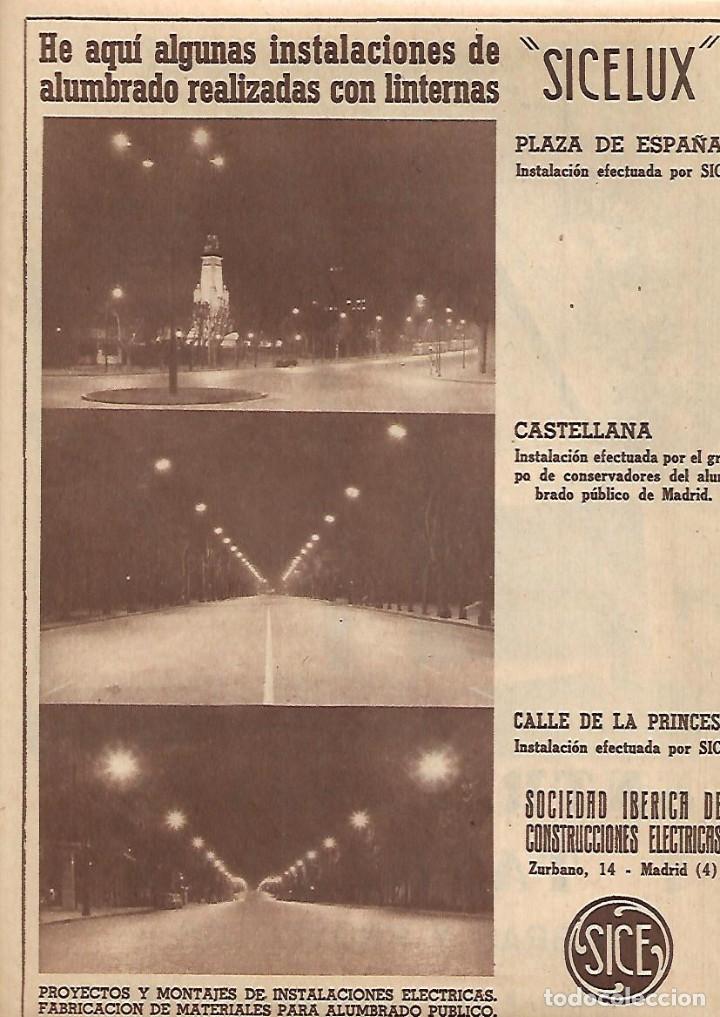 Coleccionismo: A&Ntilde;O 1960 RECORTE PRENSA ALUMBRADO CALLES MADRID SICELUX PLAZA ESPA&Ntilde;A CASTELLANA CALLE PRINCESA