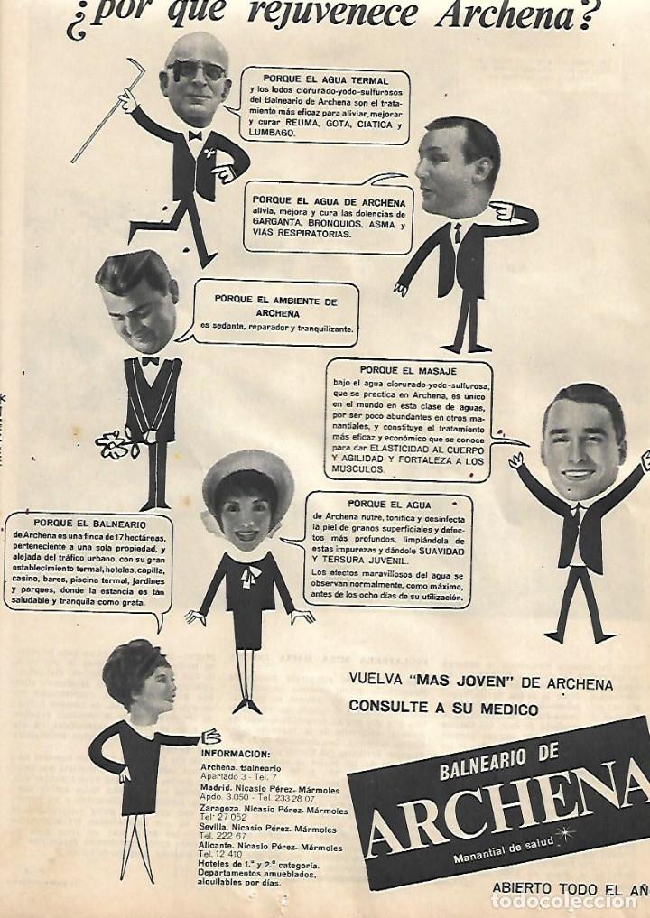 Collectionnisme: A&Ntilde;O 1963 RECORTE PRENSA PUBLICIDAD BALNEARIO DE ARCHENA MANANTIAL DE SALUD