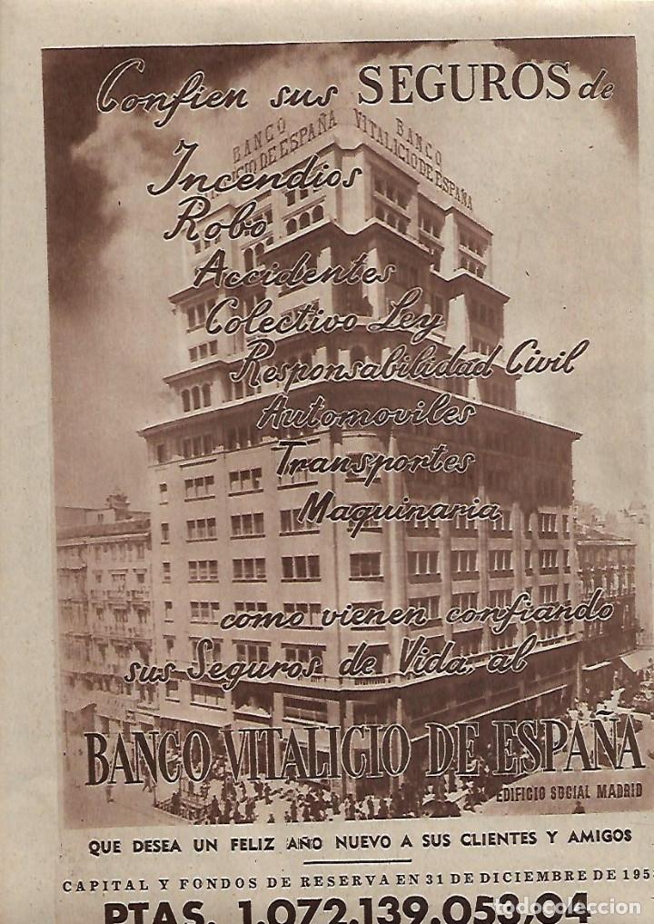 Sammelleidenschaft Papier: A&Ntilde;O 1960 RECORTE PRENSA PUBLICIDAD BANCO VITALICIO DE ESPA&Ntilde;A SEGUROS