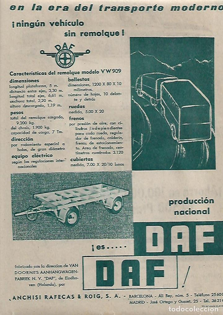Coleccionismo: A&Ntilde;O 1960 RECORTE PRENSA PUBLICIDAD REMOLQUE DAF ANCHISI RAFECAS ROIG TRANSPORTE VEHICULO