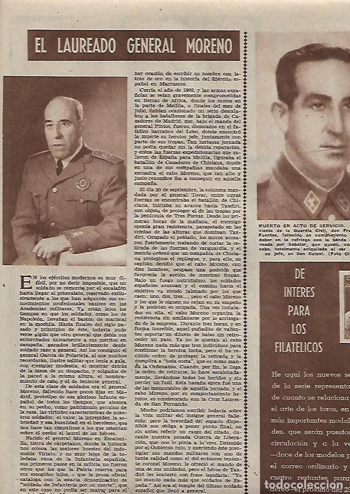Coleccionismo: A&Ntilde;O 1960 RECORTE PRENSA EL LAUREADO GENERAL MORENO EJERCITO