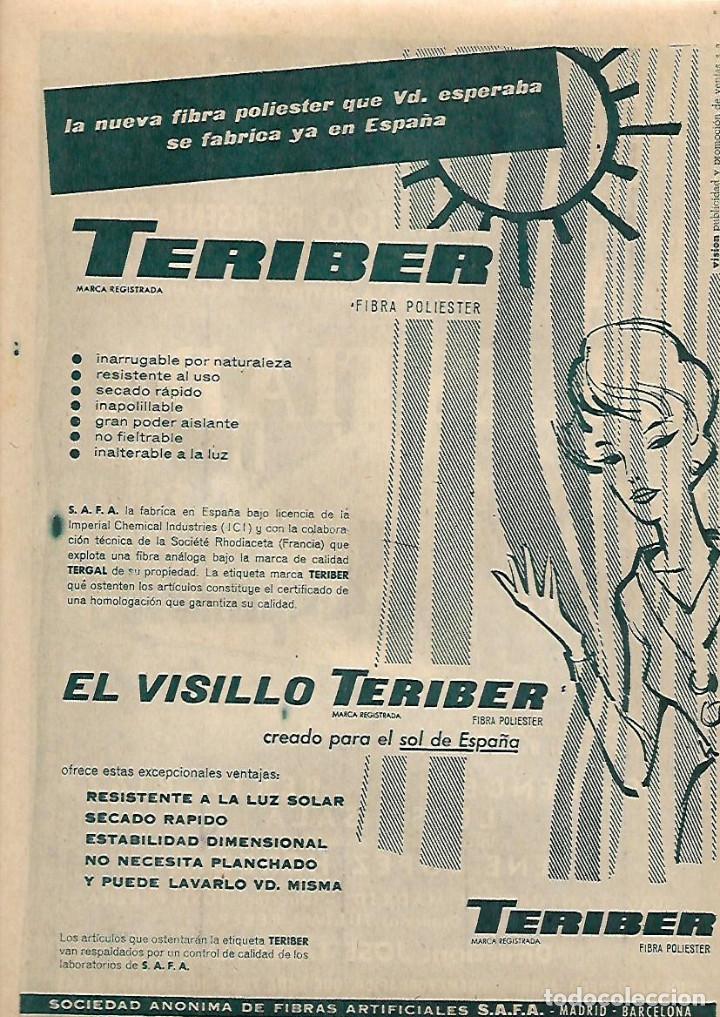 Collectionnisme: A&Ntilde;O 1960 RECORTE PRENSA PUBLICIDAD VISILLO TERIBER SAFA SOCIEDAD ANONIMA FIBRAS ARTIFICIALES