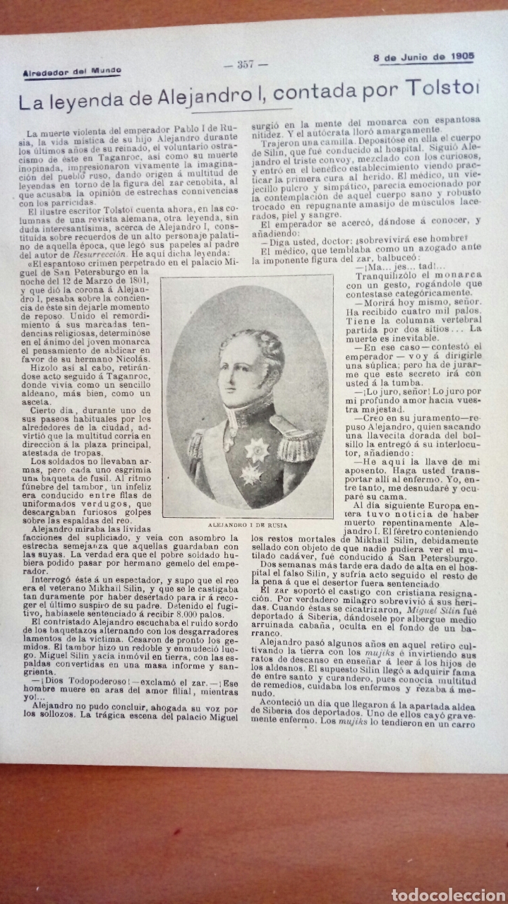 Coleccionismo: Alrededor del Mundo. La leyenda de Alejandro I, contada por Tolstoi.