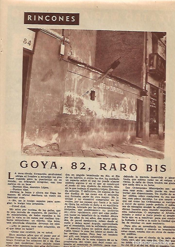 Collezionismo: A&Ntilde;O 1958 RECORTE PRENSA FOTOS ANTIGUAS RINCONES MADRID CALLE GOYA 82 ZAPATERO TALLER MAESTRO LOPEZ