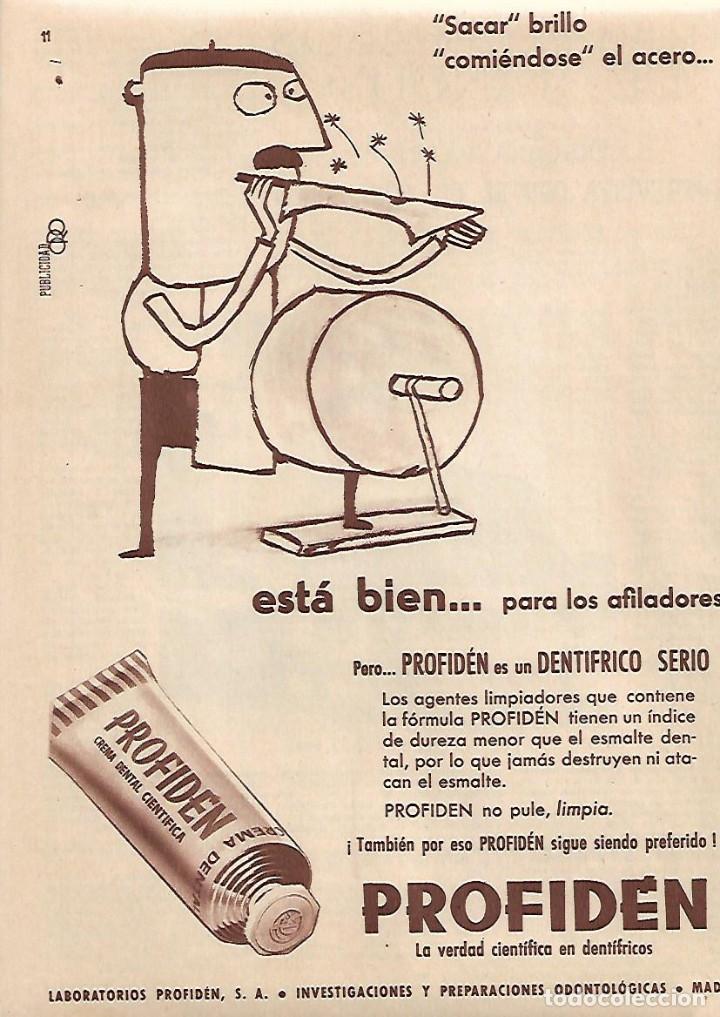 Coleccionismo: A&Ntilde;O 1958 RECORTE PRENSA PUBLICIDAD PROFIDEN DENTIFRICO CREMA DENTAL