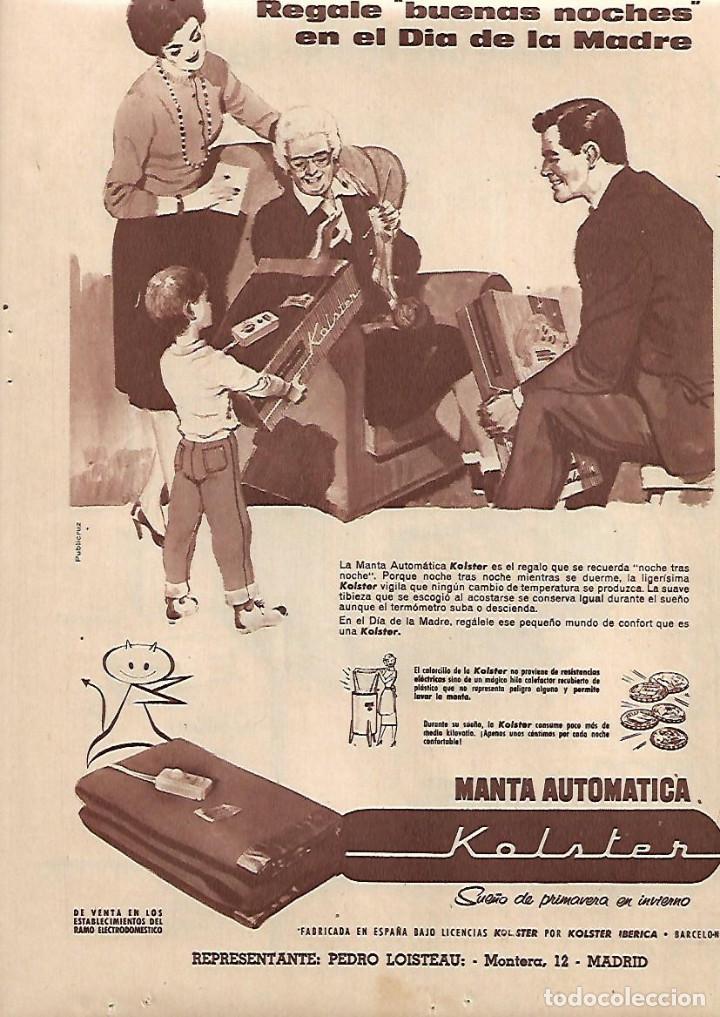 Coleccionismo: A&Ntilde;O 1958 RECORTE PRENSA PUBLICIDAD MANTA AUTOMATICA KOLSTER