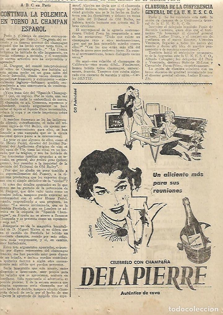 Collezionismo: A&Ntilde;O 1958 RECORTE PRENSA PUBLICIDAD BEBIDAS DELAPIERRE CHAMPA&Ntilde;A CHAMPAN CAVA