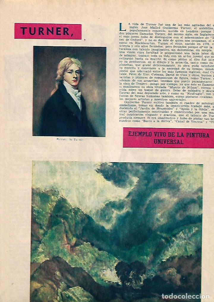 Sammelleidenschaft Papier: A&Ntilde;O 1958 RECORTE PRENSA ARTE PINTURA TURNER PINTOR PAISAJES
