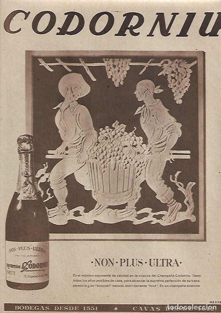 Sammelleidenschaft Papier: A&Ntilde;O 1958 RECORTE PRENSA PUBLICIDAD BEBIDAS CODORNIU NON PLUS ULTRA CAVA CHAMPAN