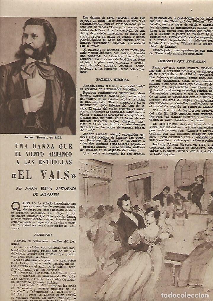 Collectionnisme: A&Ntilde;O 1958 RECORTE PRENSA MUSICA BAILE DANZA EL VALS JOHANN STRAUSS