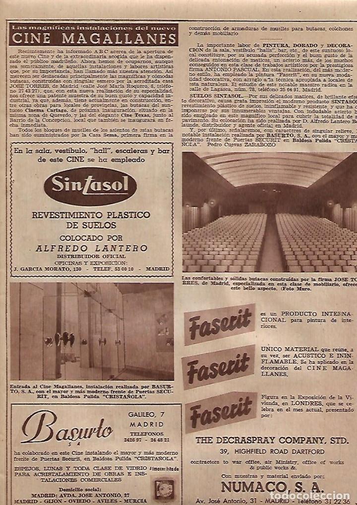 Collezionismo: A&Ntilde;O 1957 RECORTE PRENSA PUBLICIDAD CINE MAGALLANES MAGNIFICAS INSTALACIONES