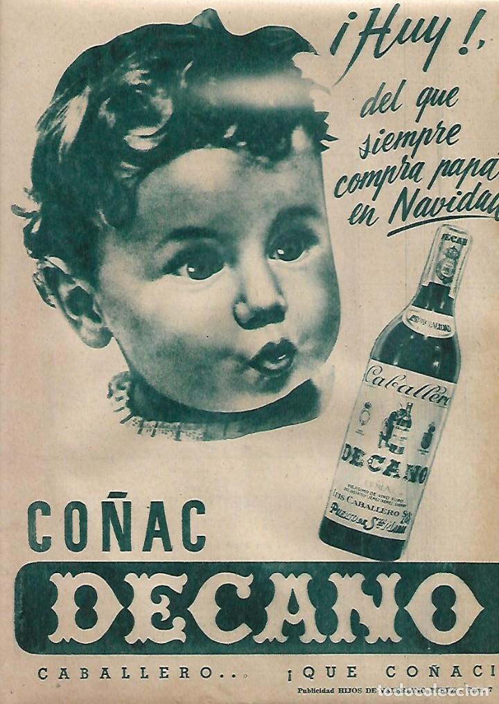 Collezionismo: A&Ntilde;O 1957 RECORTE PRENSA BEBIDAS CO&Ntilde;AC DECANO CABALLERO