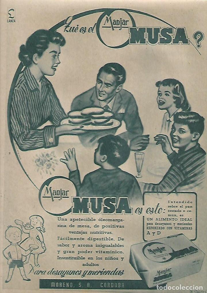 Collectionnisme: A&Ntilde;O 1957 RECORTE PRENSA PUBLICIDAD MANJAR MUSA OLEOMARGARINA DE MESA MORENO CORDOBA