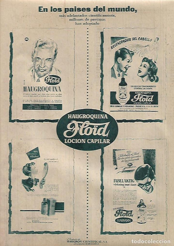 Collectionnisme: A&Ntilde;O 1957 RECORTE PRENSA PUBLICIDAD PRODUCTOS FLOID HAUGROQUINA LOCION CAPILAR